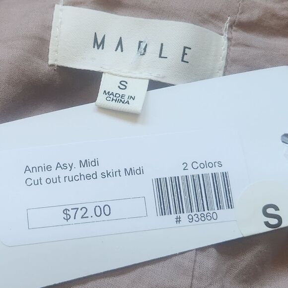 MABLE - NWT! "Annie" Khaki Cut Out Ruched Midi Dress - Small - Picture 11 of 12